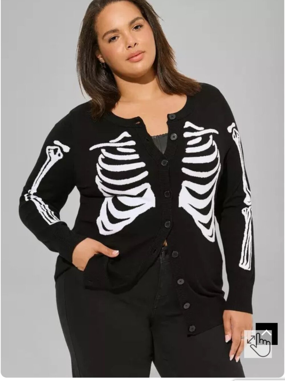 Torrid Woman's Plus-Size Black Skeleton Halloween Sweater/Cardigan Sz 14/16